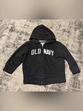 Old Navy Logo Zip-Front Fleece Hoodie for Toddler Boys Black